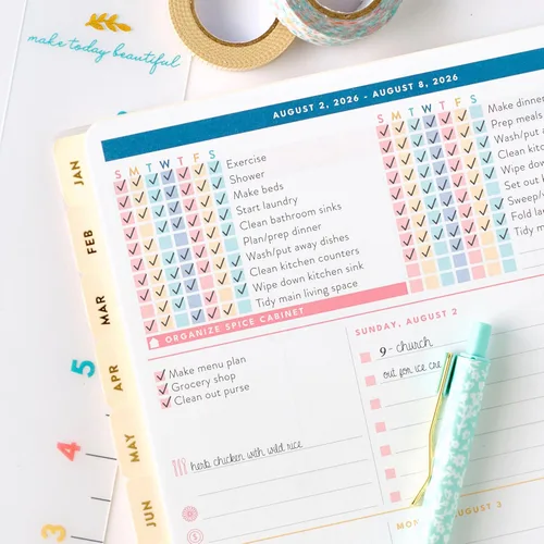 Miniatura 10 de PPP Work Planner 2026-2027 12-Month Weekly Calendar (Start Monday) Vertical Weekly Layout Monthly Review Pages Budgeting & Goal Tracker