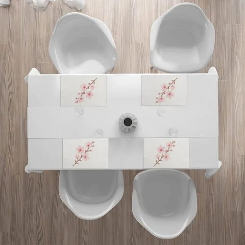 Miniatura 6 de Rectangular Placemats Set of 4, Heat Resistant Cherry Blossom Branches Printed Kitchen Dining Table Mats