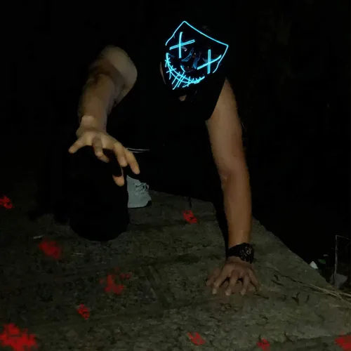 Miniatura 5 de Poptrend - Máscara de Halloween con luz LED, máscara de miedo para festivales, cosplay, Halloween, disfraz de mascarada, fiestas, carnaval, regalo