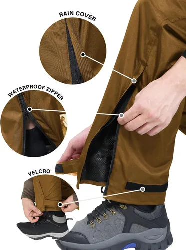 Miniatura 5 de iCreek Pantalones de lluvia para hombre, impermeables, resistentes al viento, ligeros, para senderismo, trabajo, lluvia, al aire libre, para golf