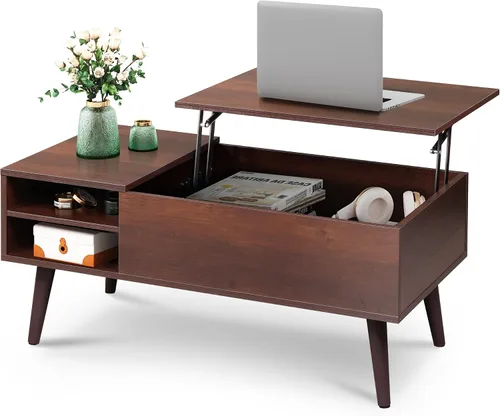 Miniatura 15 de WLIVE Mesa de centro con tapa elevable para sala de estar, mesa de centro pequeña con almacenamiento, estante ajustable y compartimento