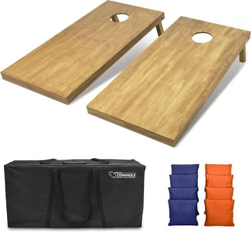 Miniatura 11 de GoSports 4 ft x 2 ft Regulation Size Wooden Cornhole Boards Set with Light Brown Finish - Includes Carrying Case and Bean Bags Negro- gris