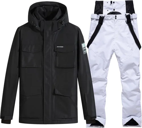 Conjunto de chaqueta y pantalones de esquí para hombre, traje de nieve impermeable, traje de nieve resistente al viento, traje de esquí de invierno