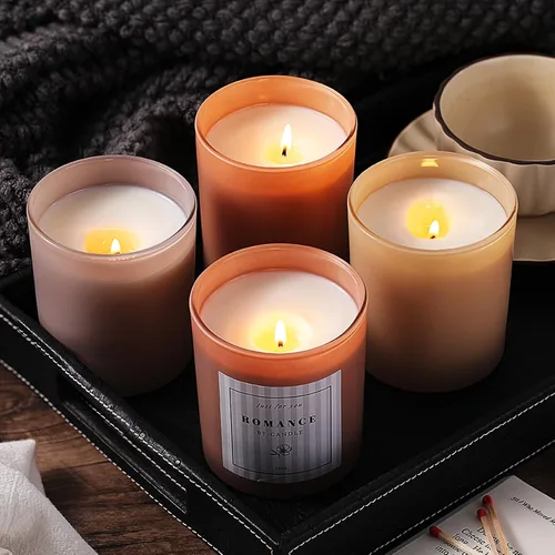 Miniatura 3 de REISEN 12 tarros de vela de ámbar surtidos para hacer velas, tarros de vela vacíos de 10 onzas con tapas y etiquetas de bambú, tarros de vidrio
