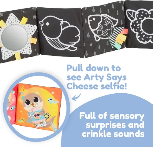 Miniatura 2 de Lamaze Espejo de bebé Tummy Time - Espejo sensorial de alto contraste para el desarrollo del bebé, juguete de actividad plegable y portátil