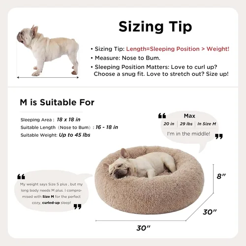 Miniatura 9 de Bedsure - Cama relajante para perro mediano, lavable, tipo dona, cama para gato, antideslizante, redonda, afelpada, mullida, de piel sintética