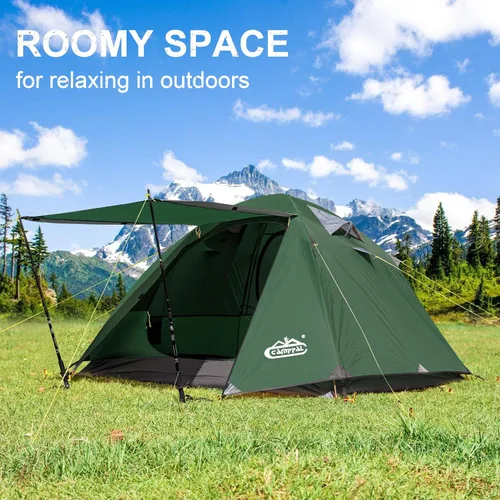 Miniatura 2 de Carpa de mochilero Camppal de 2-3 personas con puerta doble y 2 vestíbulos, impermeable, a prueba de viento, ligera, fácil de montar, para 3