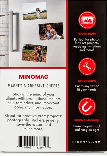 Miniatura 2 de Hojas adhesivas magnéticas de 4 x 6 pulgadas, paquete de 24 hojas magnéticas fuertes con respaldo adhesivo para imanes de fotos de refrigerador e