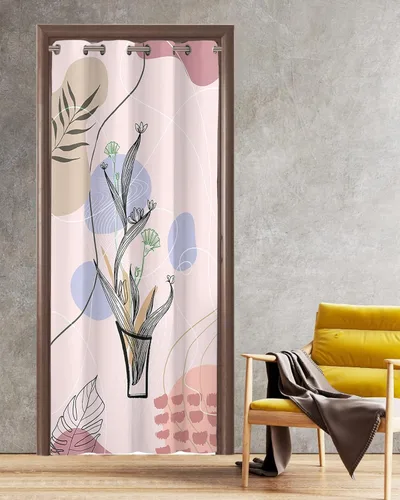 Miniatura 6 de Cortina opaca bohemia para puerta de 80 pulgadas de largo para dormitorio, con aislamiento térmico, ojales, cortinas opacas con mandala, orquídea