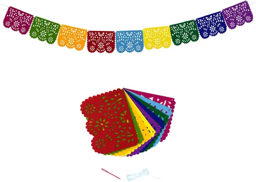 Miniatura 11 de Cartel de Picado de fieltro de cabello mexicano,Fiesta mexicana Fiesta Fieltro Banners,Decoración Día De Los Muertos Suministros para Fiesta Bandera
