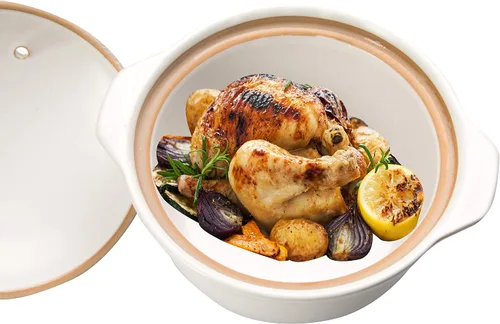 Miniatura 2 de Uniware® Olla de cerámica resistente al calor, color blanco, (1.8 litros (8.3 pulgadas de profundidad x 3.5 pulgadas de alto)