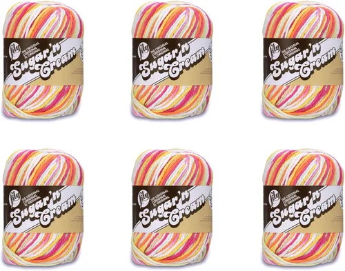 Miniatura 34 de Lily Sugar'N Cream - Ovillo de camuflaje rosa de gran tamaño, paquete de 6 unidades de 3.00 oz/3 onzas, algodón, 4 medianos (peinado), 150 yardas