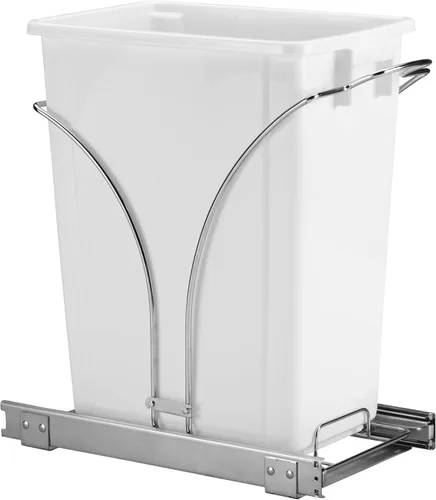 Miniatura 11 de Household Essentials Cubo de basura doble deslizante de acero cromado con insertos de plástico blanco