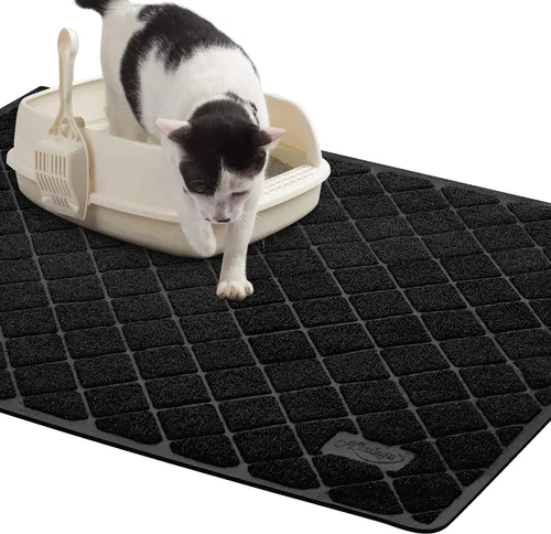 Miniatura 10 de Niubya Tapete de arena para gatos de alta calidad, tapete para caja de arena con respaldo antideslizante e impermeable, tapete atrapa arena suave
