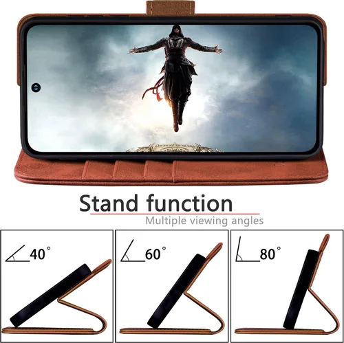 Miniatura 7 de DuckSky Funda tipo cartera de cuero genuino para Samsung Galaxy S23 Ultra con bloqueo RFID, 4 tarjeteros de crédito. 【Cuero auténtico】 Funda Marrón