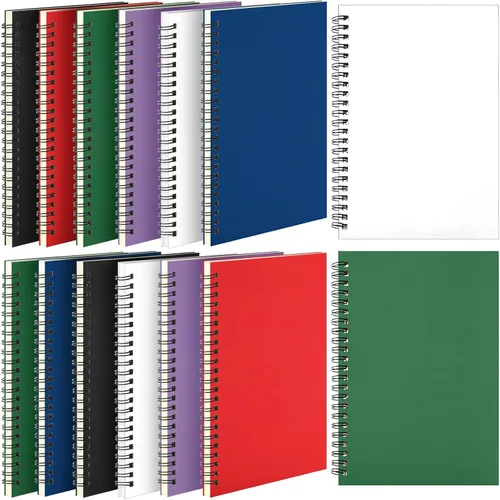 Miniatura 10 de Leelosp 12 cuadernos pequeños en espiral forrados en espiral, cuaderno con rayas universitarias, cubierta de papel kraft encuadernado con alambre