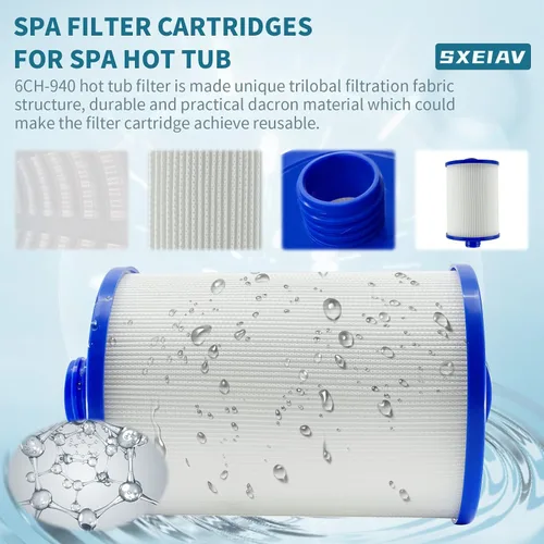 Miniatura 5 de Filtros de spa de repuesto para Unicel 6CH-940, PWW50P3 Filtro de spa para tina de hidromasaje PWW50P3, para Filbur FC-0359, para vías fluviales
