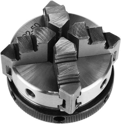 Miniatura 9 de Mini torno de 4 mandíbulas de 1.969 in, sujeción autocentrante reversible, montaje de rosca M14, torno manual para carpintería, mandril compacto