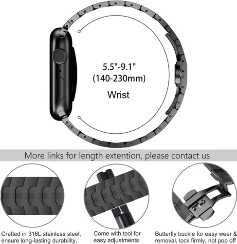 Miniatura 5 de Correa de acero inoxidable WINGLE para Apple Watch Band Ultra 3/2/1 Banda Ultra 49mm 46mm 45mm 44mm 42mm Series 11/10 SE 3/2/1 para hombres, bandas