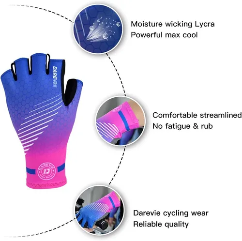 Miniatura 4 de Darevie Guantes de ciclismo, guantes de ciclismo de medio dedo, suaves y ligeros, guantes de ciclismo acolchados de gel que absorben los golpes
