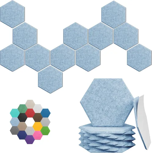 Paneles acústicos hexagonales, paquete de 12 paneles de absorción de sonido de alta densidad de 12 x 10 x 0.4 pulgadas para mejorar la reducción de