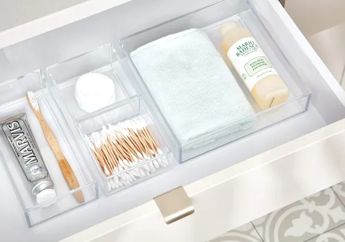 Miniatura 8 de Organizador Clarity de InterDesign para tocador, adecuado para cosméticos y productos de belleza, 8 x 12 x 2 pulgadas, transparente, Transparente, S