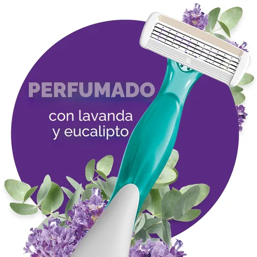 Miniatura 3 de BIC Soleil 4 Escape - Maquinillas de afeitar desechables para mujer con 4 cuchillas, afeitado cómodo, mango perfumado lavanda y eucalipto