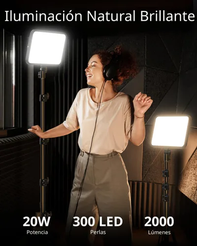Miniatura 2 de UBeesize Kit de luz de video LED, iluminación de fotografía, luces de estudio de 13 pulgadas con soporte de trípode de 65 pulgadas y soportes