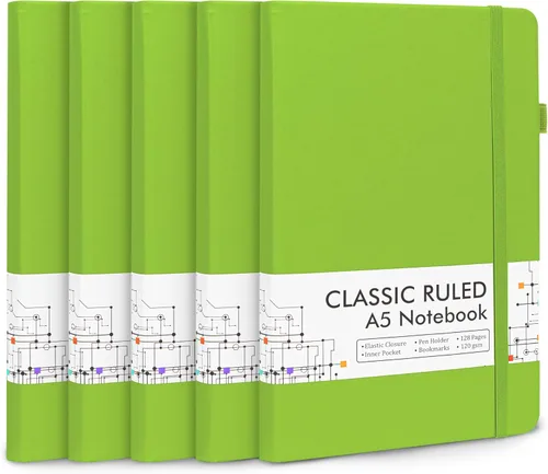Miniatura 22 de Feela - Paquete de 5 cuadernos en blanco de tapa dura para la escuela, cuadernos de negocios clásicos con líneas cuadriculadas y soporte