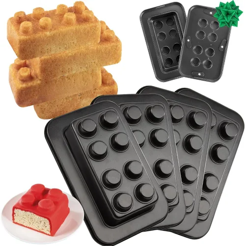 Molde de ladrillo para tartas de construcción, paquete de 4 unidades, para decorar pasteles en forma 3D de 9 pulgadas, fiestas de cumpleaños para