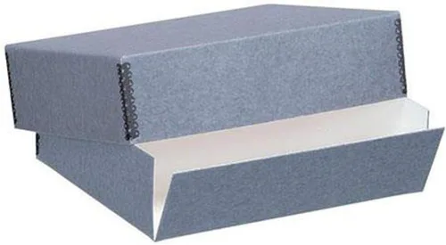 Lineco Caja de Almacenamiento Archival de Museo con Frente Abatible, Libre de Ácido con Bordes de Metal, 8.5 X 10.5 X 3 pulgadas, Gris (733-0008)