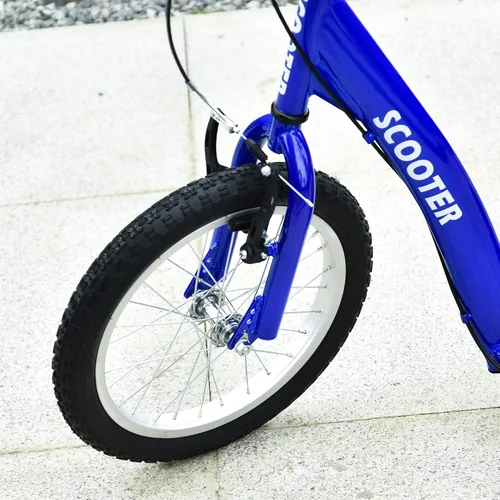 Miniatura 8 de Aosom Youth Scooter Kick Scooter for Kids 5+ with Adjustable Handlebar 16" Front and 12" Rear Dual Brakes Inflatable Wheels Azul