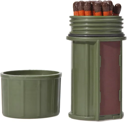 Miniatura 3 de Kit de cerillos a prueba de tormentas UCO con estuche impermeable, 25 cerillos a prueba de tormentas y 3 mecheros Verde oscuro