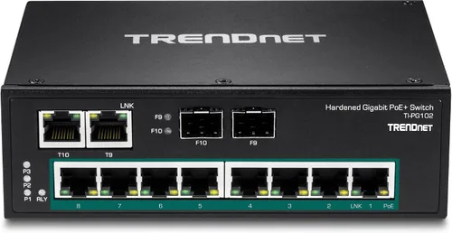 Miniatura 14 de TRENDnet Conmutador industrial Gigabit PoE+ de 10 puertos, 8 puertos Gigabit PoE+, Montaje en carril DIN, 2 ranuras SFP, Presupuesto de alimentación