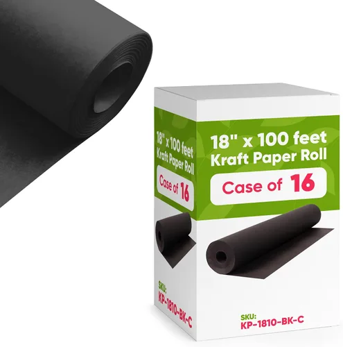 Papel kraft negro de 18 x 1200 pulgadas (100 pies), 45 libras de grosor, reciclable hecho en Estados Unidos, 16 rollos