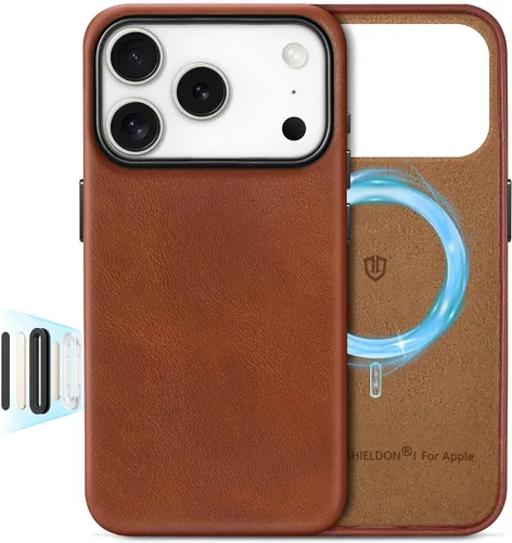 Miniatura 27 de SHIELDON Funda de cuero genuino para iPhone 17 Pro Max de 6.9 pulgadas 2025, [botón de la cámara actualizado], compatible con Magsafe, carga Azul