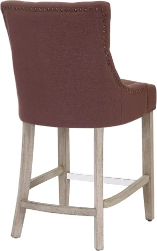 Miniatura 6 de WestinTrends Hayes Hayes - Taburete de bar tapizado de madera de 24 pulgadas con respaldo copetudo (juego de 3), color marrón