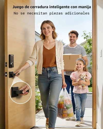 Miniatura 5 de Philips Cerradura de puerta inteligente WiFi con asa, control remoto con aplicación WiFi integrada, cerraduras de puerta de entrada sin llave