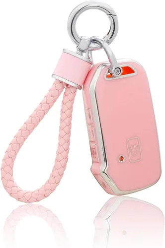 Miniatura 14 de YO&YOYE Funda para llavero Ford con llavero, funda de TPU suave rosa para F150 Explorer Mustang Edge Lincoln MKZ MKX MKC