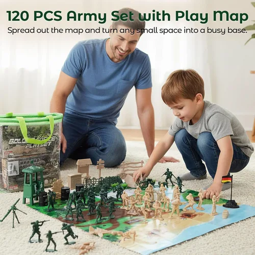 Miniatura 3 de 3 otters Conjunto de 120 piezas de soldados del ejército, set de juego de soldados militares, figuras de acción de soldados del ejército