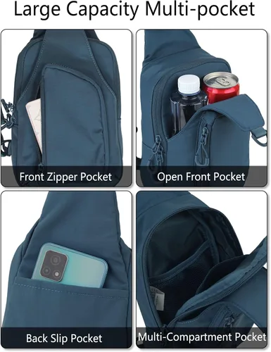 Miniatura 3 de Niumike Bolso bandolera pequeño con correas ajustables, bolsas cruzadas en el pecho, mochila diaria para mujeres y hombres, viajes al aire libre