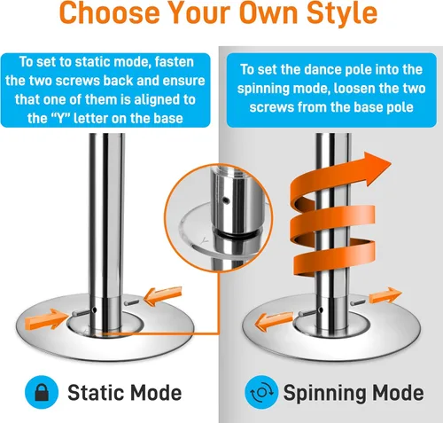 Miniatura 2 de SereneLife Professional Spinning Dance Pole, 45mm Portable Exercise Pole for Fitness – Durable Steel Build, Anti-Rust Finish, Suitable for Home