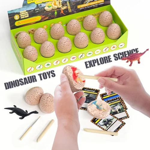 Miniatura 2 de Kit de huevos de dinosaurio para niños, juguetes de dinosaurio para niños de 3 a 12 años de edad, kit de excavación de 12 huevos de dinosaurio