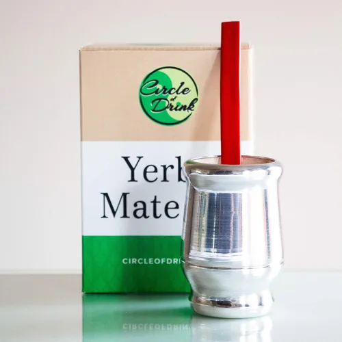 Circle of Drink - Lexa Cup Yerba Mate Kit con Nativa Beso Bombilla (pajilla filtrada) - Taza mate de madera - Encastrada en metal - Estuche de
