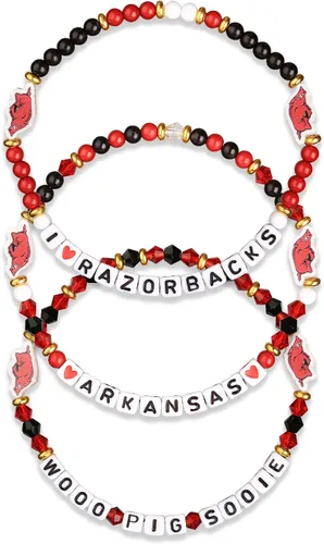 Miniatura 100 de FOCO NCAA unisex-adulto Paquete de 3 Pulseras de la Amistad con Cuentas con Logotipo de Equipo Universitario de la NCAA Oficialmente Licenciadas