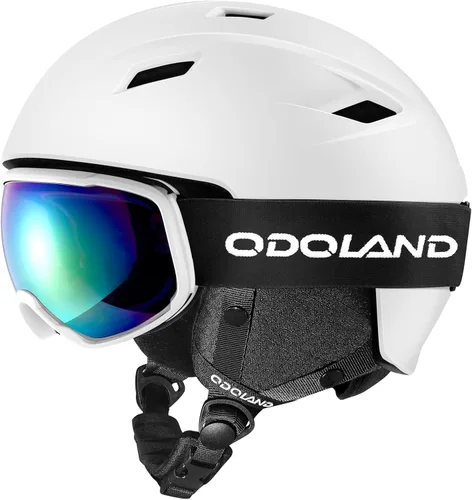 Miniatura 17 de Odoland - Juego de casco de esquí y gafas, gafas de casco de snowboard para hombres, mujeres y jóvenes - Equipo a prueba de golpes y viento