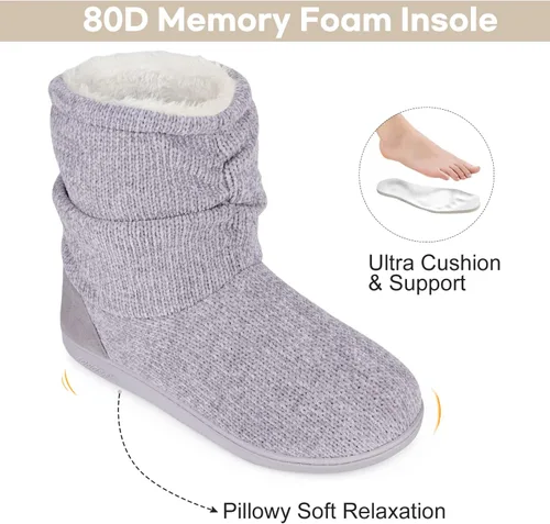 Miniatura 3 de Botas para estar por casa LongBay para mujer, de tejido de felpilla, bonitas botas de casa con espuma viscoelástica y forro polar