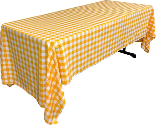 Miniatura 24 de LA Linen Mantel rectangular de poliéster Gingham a cuadros 60 por 84 pulgadas, blanco y verde oscuro