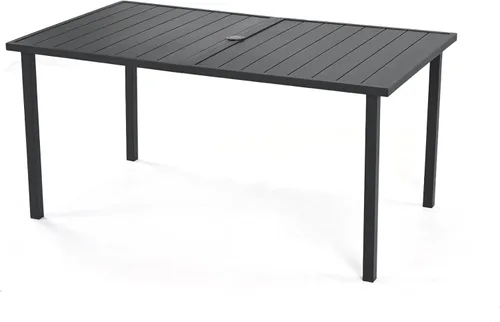 Miniatura 10 de HAPPATIO Outdoor Dining Table for 4, Large Suqare Metal Patio Table with 1.5" Umbrella Hole, Powder-Coated Frame for All-Weather, Black, Modern