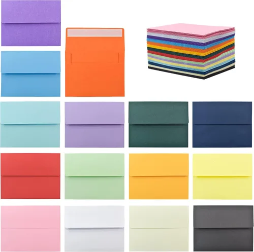 VANRA Paquete de 150 sobres coloridos para invitaciones, sobres A2 a granel para tarjetas de felicitación de 4.25 x 5.5, invitaciones de boda, fotos